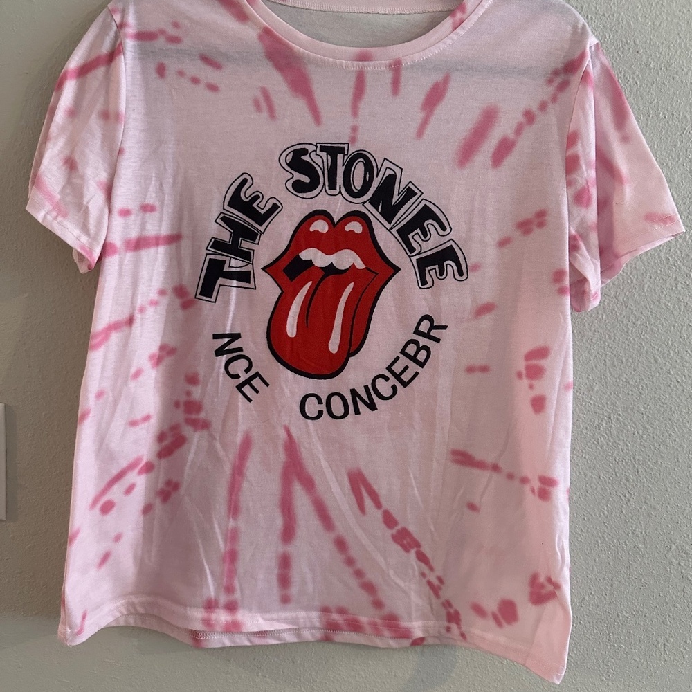 A9 - 493 Rolling Stones vintage pink tie dye graphic tee